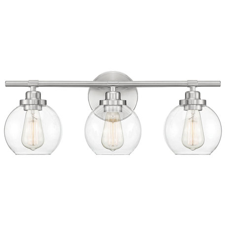 Carson Bathroom Vanity Light, Satin Nickel, 3-Light Bath