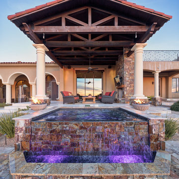 North Scottsdale Modern Backyard with Negative Edge Pool