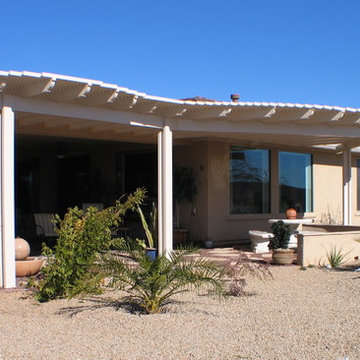 Curved Backyard Lattice Patio Cover