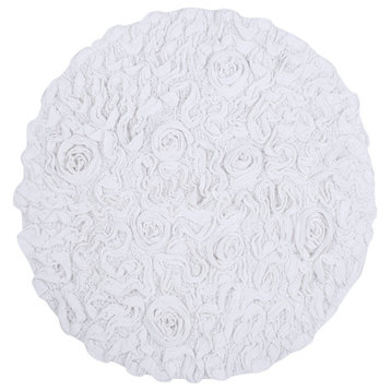 Bellflower Collection Cotton Bath Rug 22" Round, White