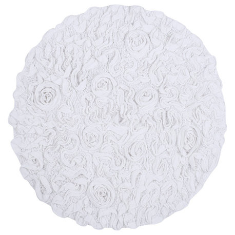 Bellflower Collection Cotton Bath Rug 22" Round, White
