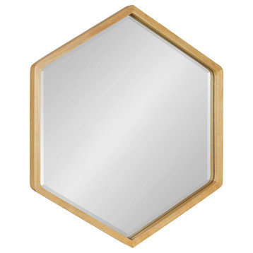 McLean Hexagon Wood Framed Wall Mirror, Natural 26x30