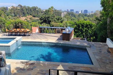 Minimalist backyard patio kitchen photo in Los Angeles