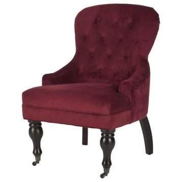 Classic Accent Chair, Comfortable Seat With Diamond Button Tufted Back, Red