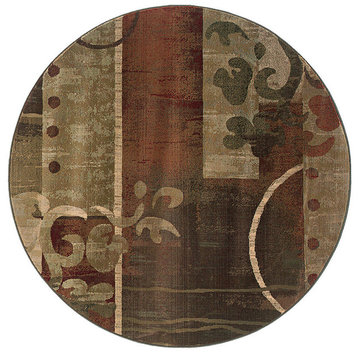 Oriental Weavers Sphinx Generations 8007a Rug, Green/Red, 6'0"x6'0" Round