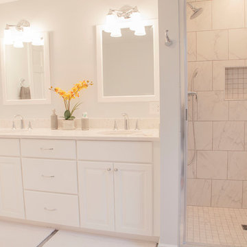 Modern/Traditional Master Bath Remodel with Latte Painted finish vanity
