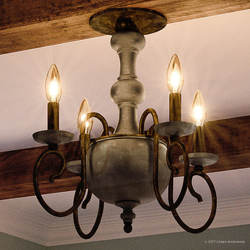 Luxury French Country Corinthian Wood Ceiling Light, UQL2151, Porto Collection