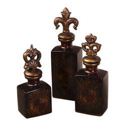 www.essentialsinside.com: crest, decorative bottles, set of 3 - Products