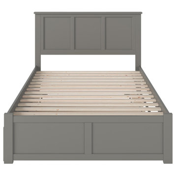 Madison Full Platform Bed, Flat Panel Foot Board & Full Size Trundle Bed, Gray