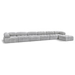 Meridian Furniture - Ames Boucle Fabric L-Shaped Modular Sectional, Grey, 7-Piece: 4 Armless Chair, 2 Corner Chair, 1 Ottoman - Introduce a touch of modern sophistication to your living area with the exquisite Ames Boucle Fabric Sectional. With plush grey boucle fabric and unique design, it will elevate the visual appeal of your living space. This elegant and captivating sectional can be mixed and matched with other pieces from the collection to create an endless array of stunning looks. So, get ready to transform your living area into an inviting and stylish haven with the Ames Boucle Fabric Sectional.