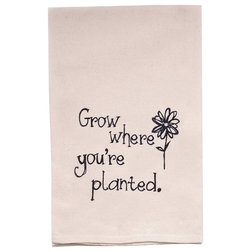 Contemporary Dish Towels "Grow Where You're Planted" Flour Sack Tea Towel