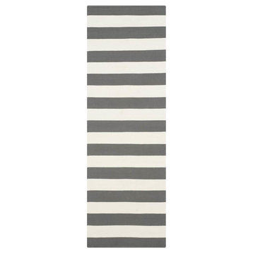 Safavieh Montauk Mtk712G Striped Rug, Grey/Ivory, 2'3"x8'0" Runner