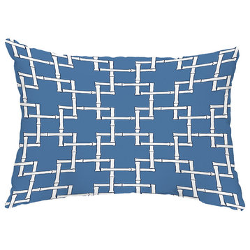 Bamboo 1 14"x20" Decorative Abstract Outdoor Pillow, Blue