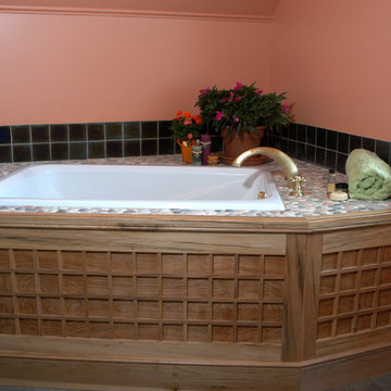 Dayton bathroom. Asian influences in brown maple