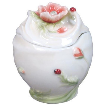 Poppy and Ladybug Condiment Jar, Animal, Fine Porcelain