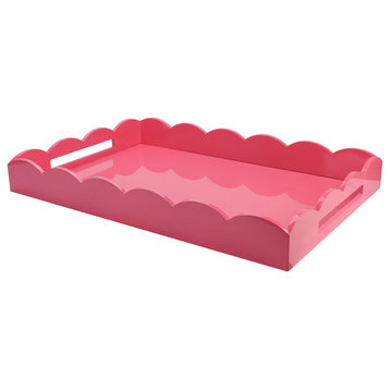 Addison Ross Lacquered Scalloped Ottoman Tray (Pink) 26x17