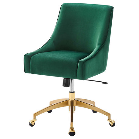 Computer Work Desk Chair, Green, Velvet, Modern, Home Business Office Furniture