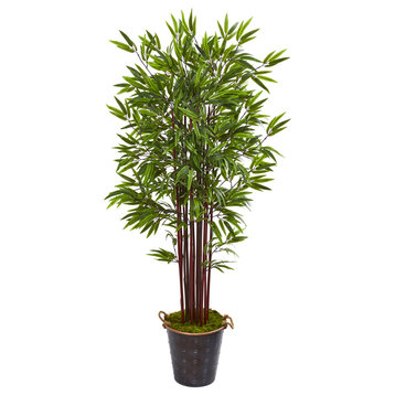 74" Bamboo Artificial Tree in Metal Planter