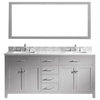 Caroline 72"  Vanity  with Marble Top and Square Sink with Mirr