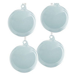 Milk Glass Globes - Large Aqua - Set of 4 - New - Christmas Ornaments