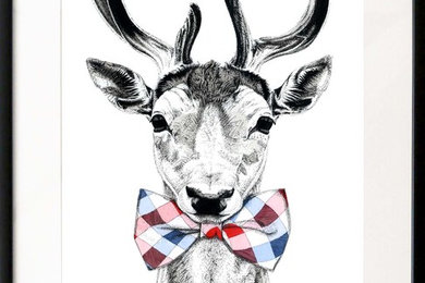 Deer in Bow Tie Giclee Art Print