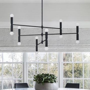 Zander Iron Matte Black Ceiling Fixture With Frosted Bulbs