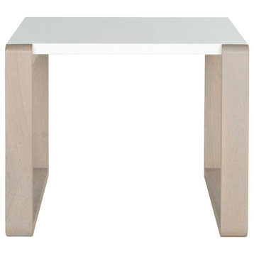 Lomen Mid Century Scandinavian Lacquer End Table White/Gray