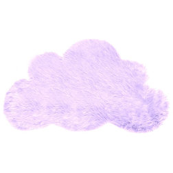 Contemporary Kids Rugs Faux Fur Cloud Accent Rug, Lavender Orchid, 2'x3'