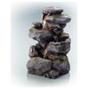 22" Tall Outdoor 3-Tier Rock Waterfall Fountain with LED Lights