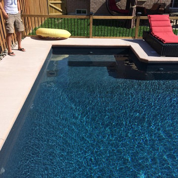Contemporary C shaped Rectangle with Swim in stairs and swim in bench