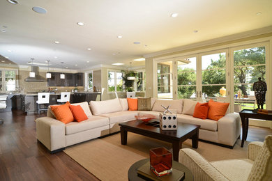 Example of a transitional family room design in San Francisco