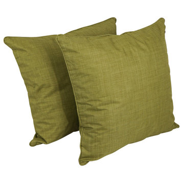 25" Double-Corded Polyester Square Floor Pillows With Inserts, Set of 2, Avocado