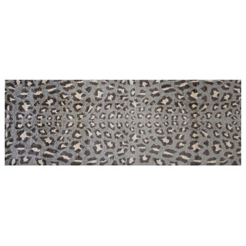 2' x 6' Gray and Brown Cheetah Washable Runner Rug