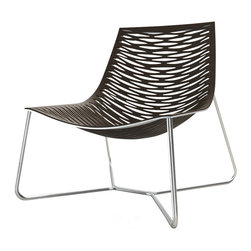 Modloft York Lounge Chair, Brown Leather - Outdoor Chaise Lounges
