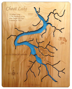 Cheat Lake, West Virginia-Wood Lake Map, Small Standout