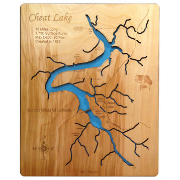 Cheat Lake, West Virginia-Wood Lake Map, Small Standout
