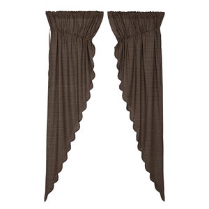 Kettle Grove Scalloped Plaid Prairie Curtain Set Of 2 Rustic