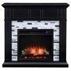 Bowery Hill Modern Wood-Marble Electric Fireplace in Black Finish