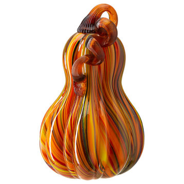 8.46"H Multi Striped Glass Gourd