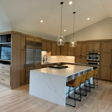 Wide Kitchen View with Quartz Island and Pendant Lighting - St. Michael Remodel