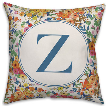 Wildflower Monogram Z 18x18 Spun Poly Pillow