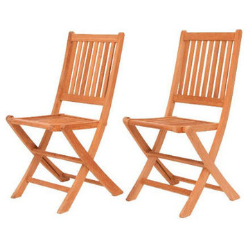London 2-Piece Teak Folding Chair Set