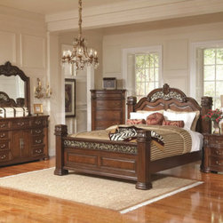 DuBarry 4 PC Bedroom Set in Rich Brown - Bedroom Furniture Sets