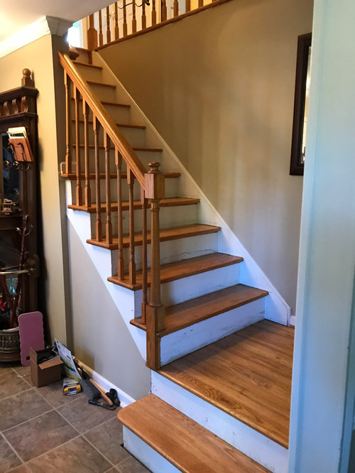 stair runner all the way or leave landing open