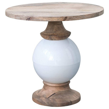 Modern Classic Coffee Table, Unique Design With Pedestal Base & Mango Wood Top