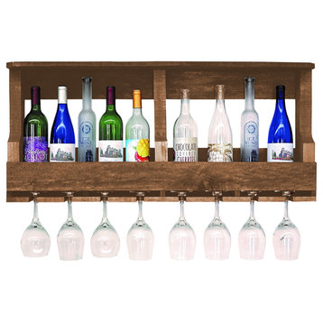 Farmhouse 10-Bottle Wine Shelf, Modern Walnut