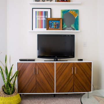 Caribbean inspired Mid Century Modern Living Room