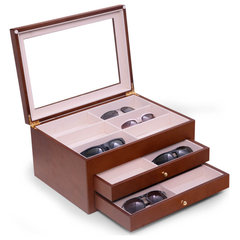 Grey Ginko Lacquered Wood 4 Piece Watch Cufflink Case & Ring