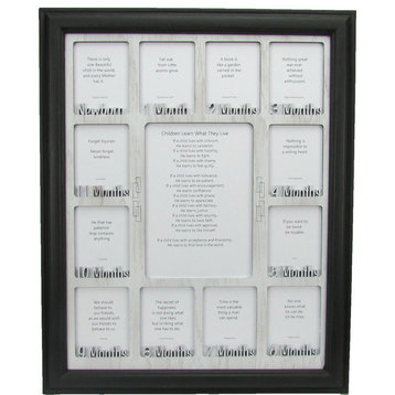 Baby First Year Picture Frame Black Picture Frame and White Matte
