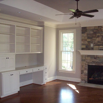 Custom Mantle with Built in Desk and Adjustable Shelves